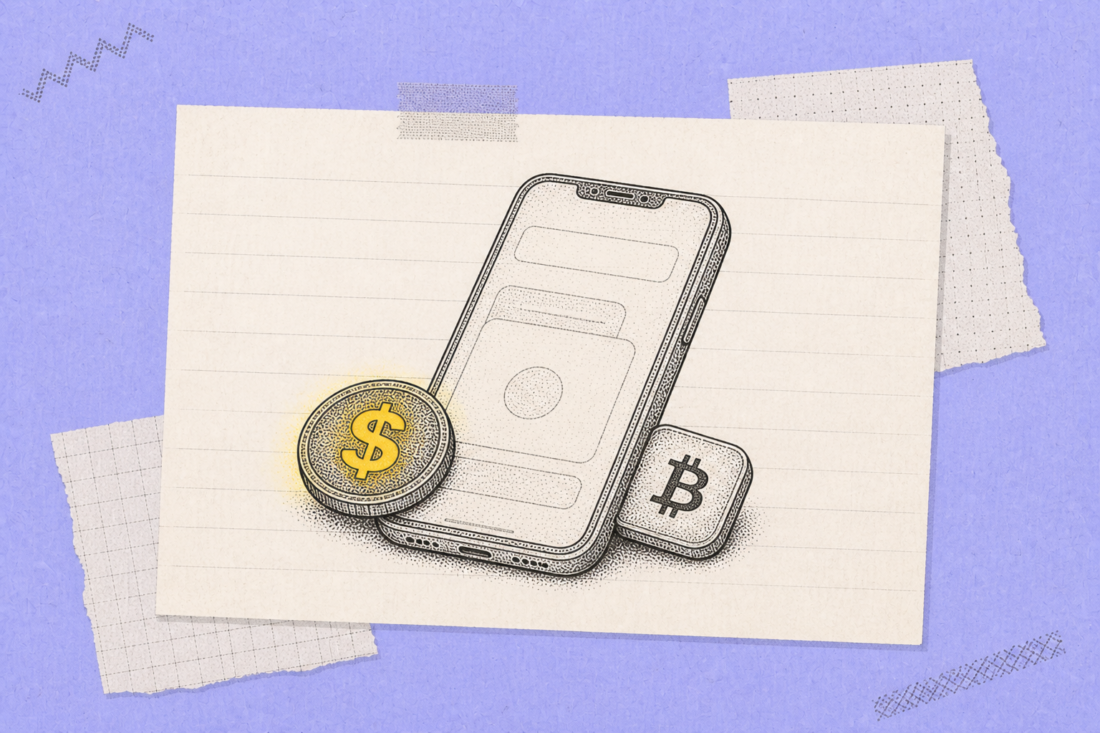 Person buying Bitcoin on an exchange app with fee notes