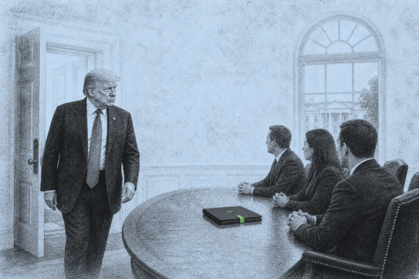 Donald Trump enters a White House meeting with three crypto executives
