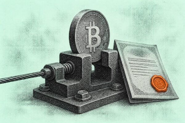 Coin held in clamp with credit certificate and wax seal