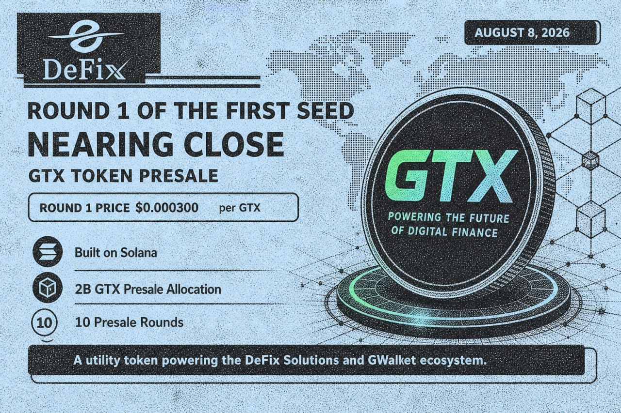 DeFix Solutions Nears Completion of Round 1 in the First Seed Sale of GTX Token