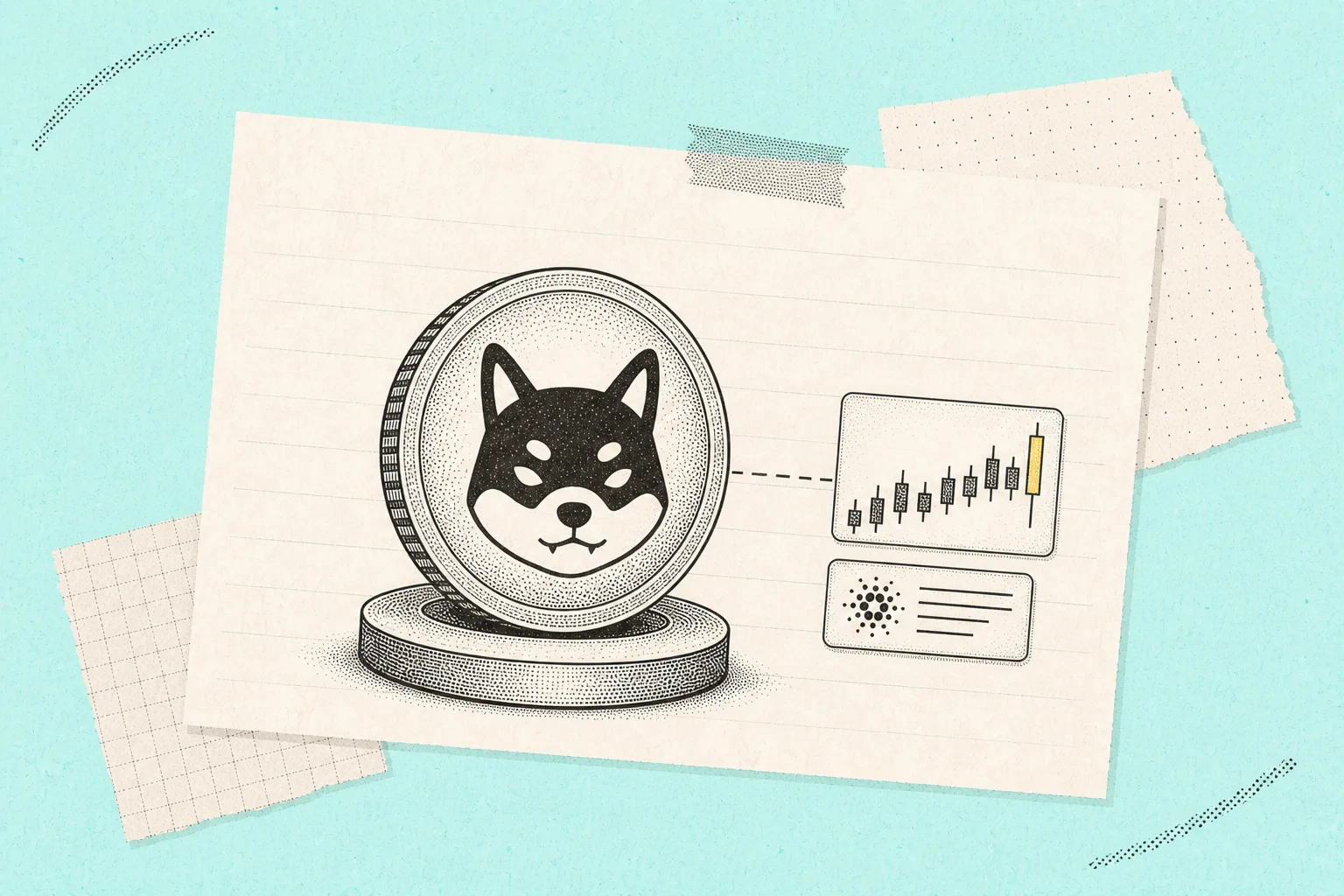 Shiba Inu SHIB logo beside burn-rate meter and price chart