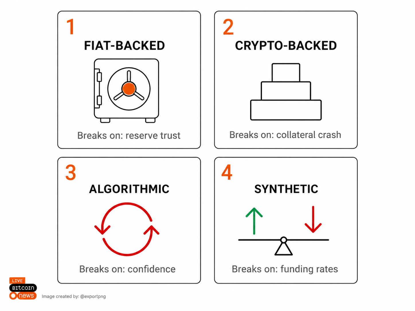 Stablecoin four ways to hold a peg