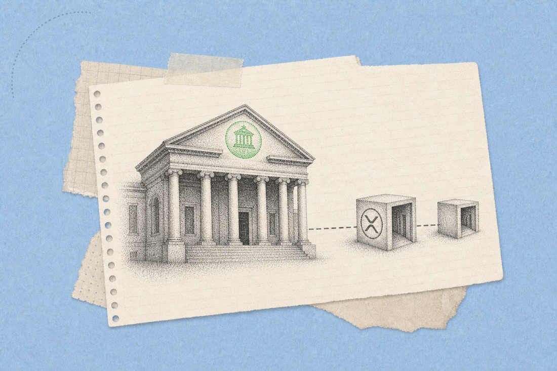 Bank building connected to Ripple payment corridors world map