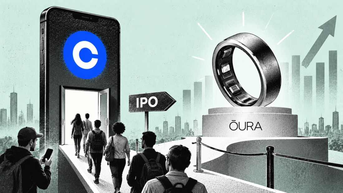 Coinbase IPO access featuring Oura.