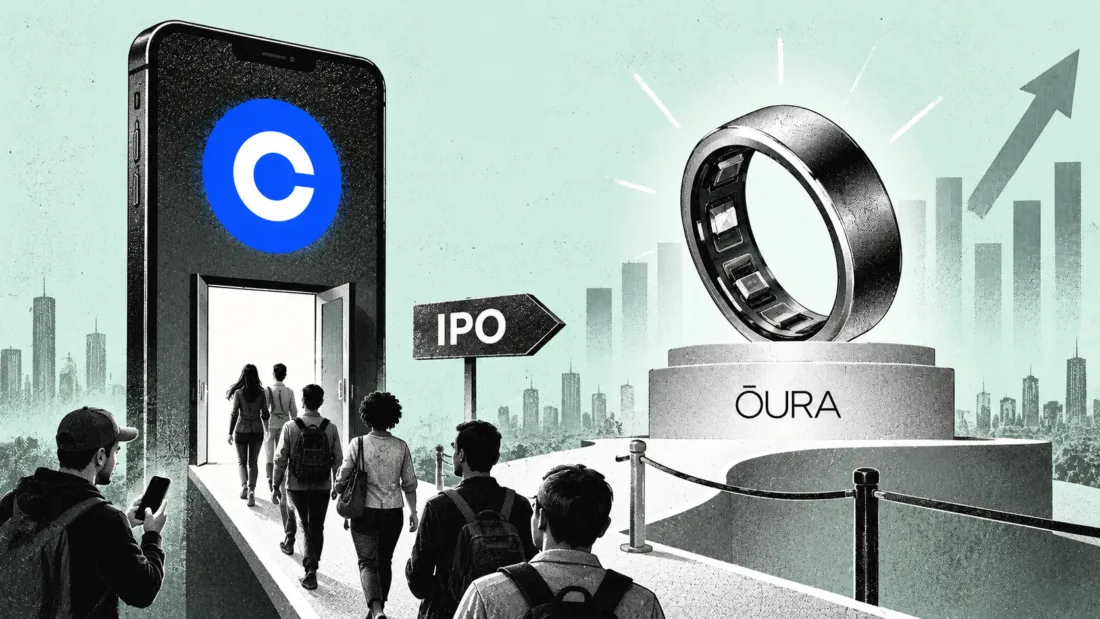 Coinbase IPO access featuring Oura.