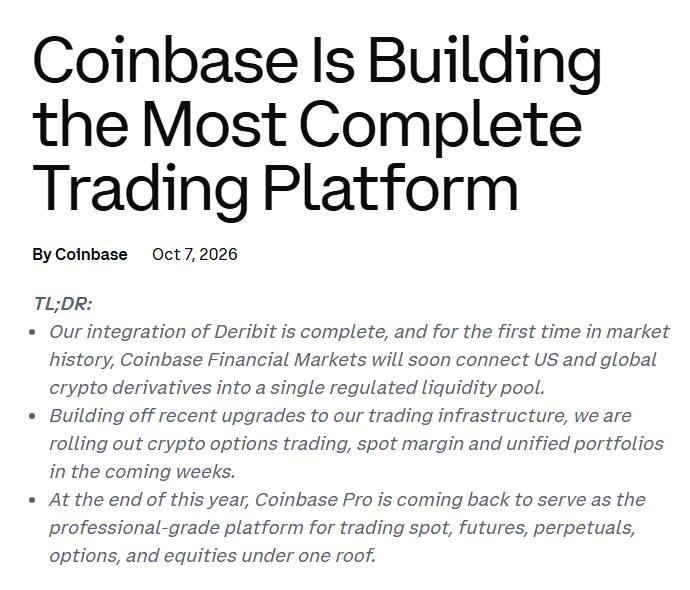 Coinbase Pro Returns This Year as Deribit Integration Finishes